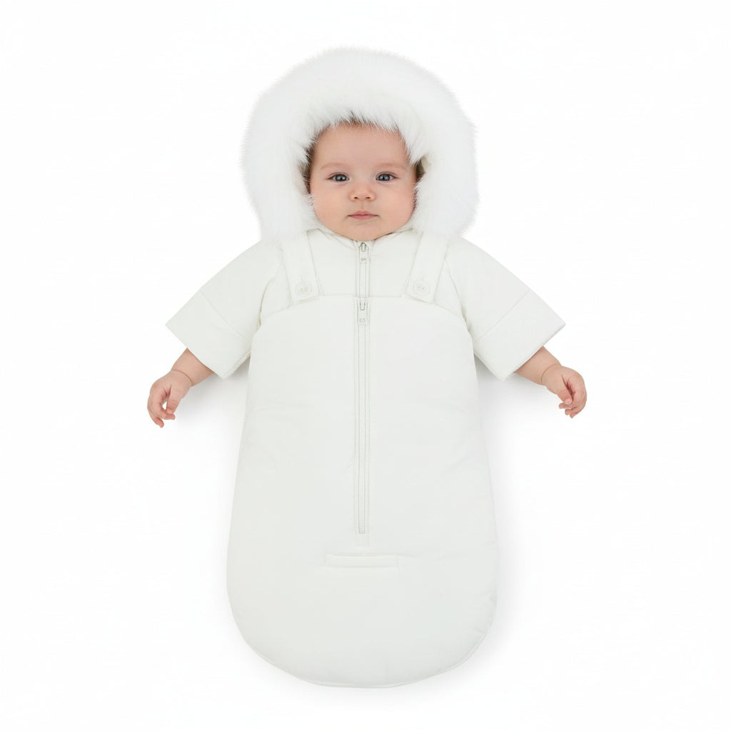 Pramie Ivory Baby Snowsuit 3M–6M | Cozy Winter Outerwear for Infants