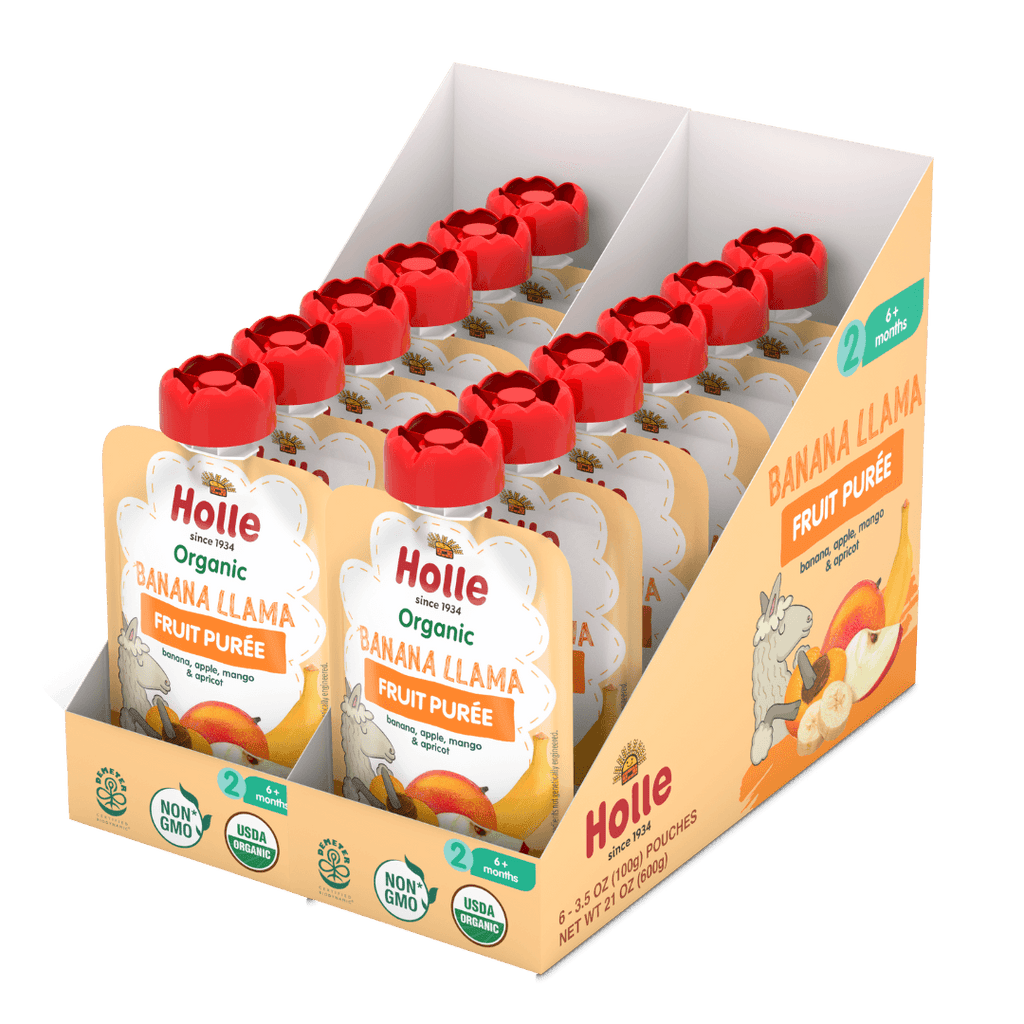 Holle Baby Food Pouches - Organic Fruit Puree - Banana Llama