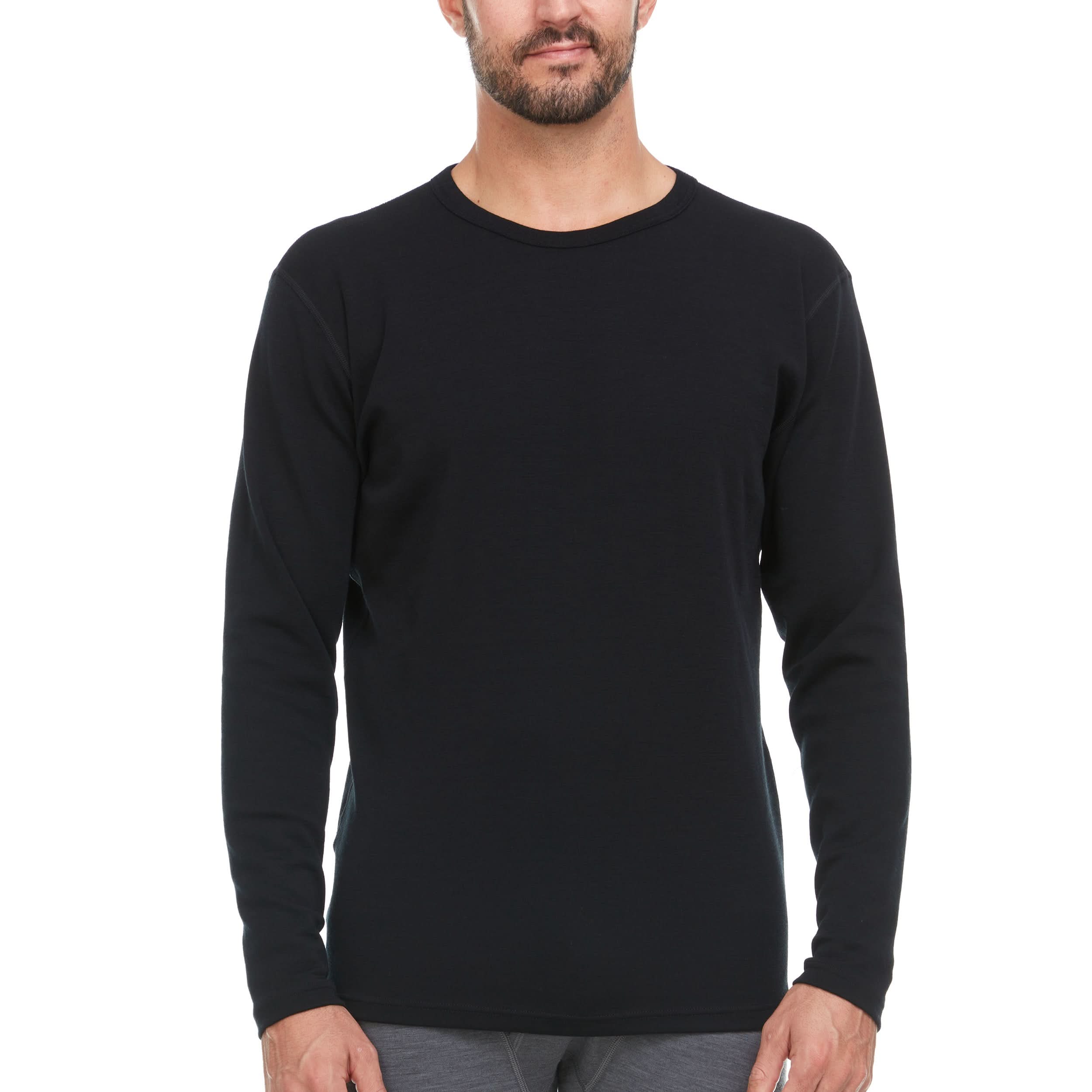 100% Merino Wool - Men's Long Sleeve Crew Shirt - Thermal Base Layer