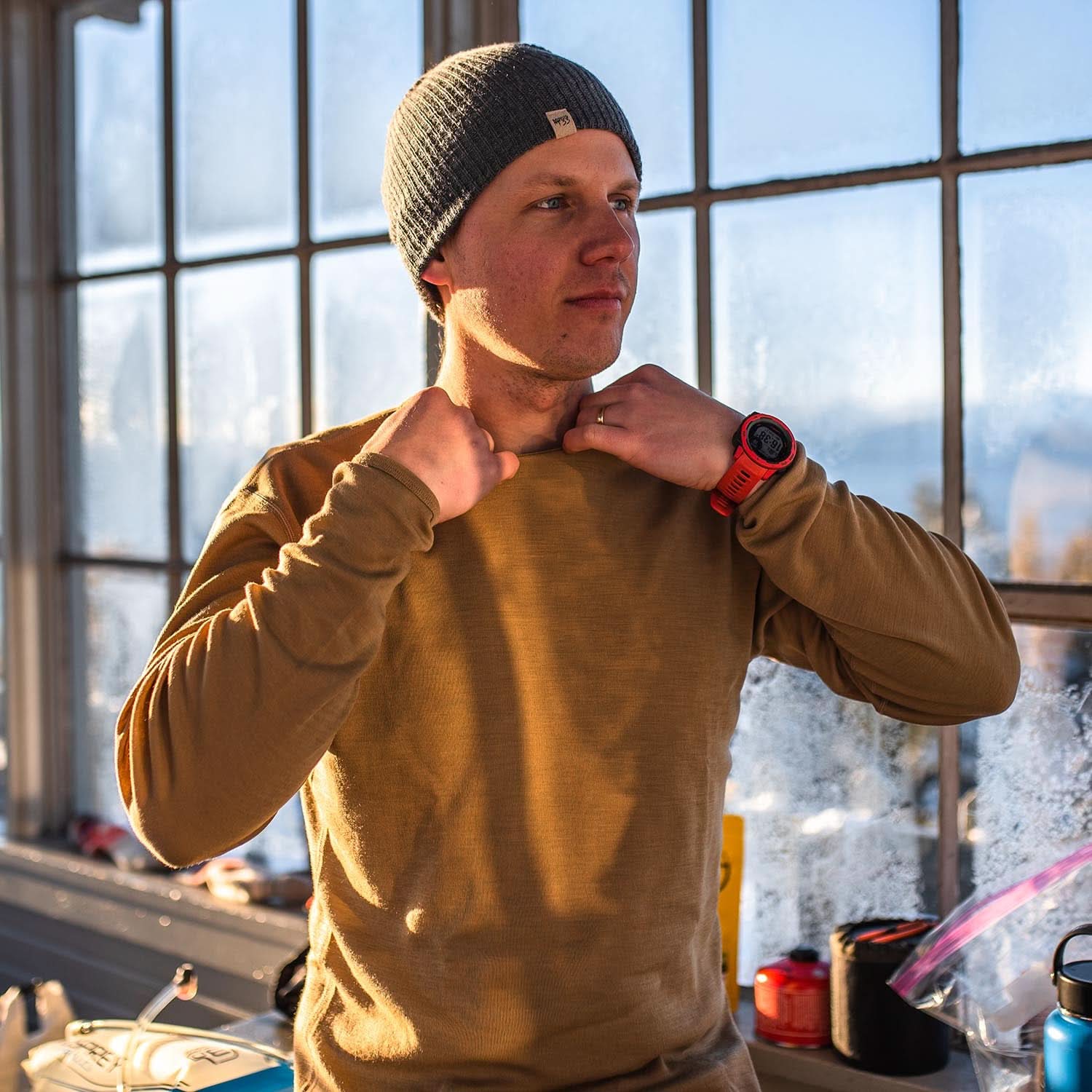 100% Merino Wool - Men's Long Sleeve Crew Shirt - Thermal Base Layer