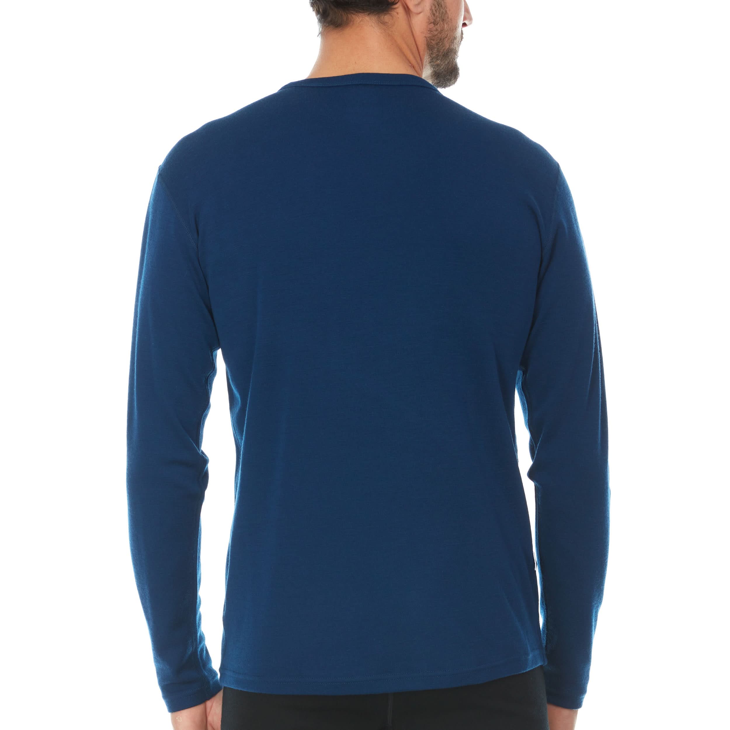 100% Merino Wool - Men's Long Sleeve Crew Shirt - Thermal Base Layer