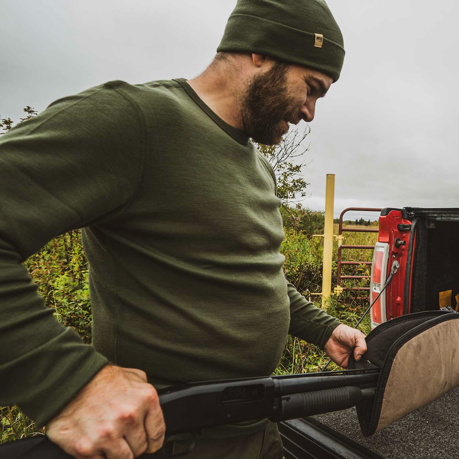 100% Merino Wool - Men's Long Sleeve Crew Shirt - Thermal Base Layer