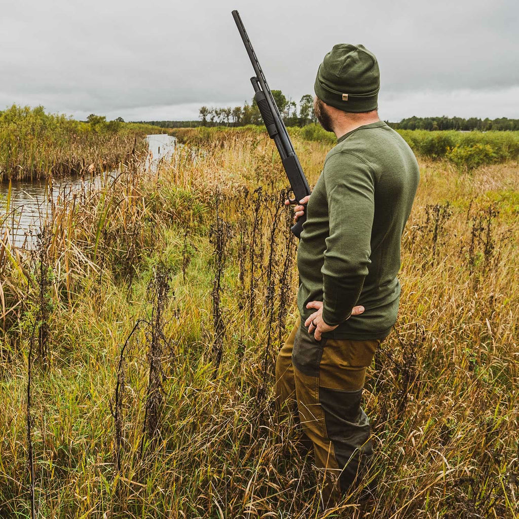 100% Merino Wool - Men's Long Sleeve Crew Shirt - Thermal Base Layer