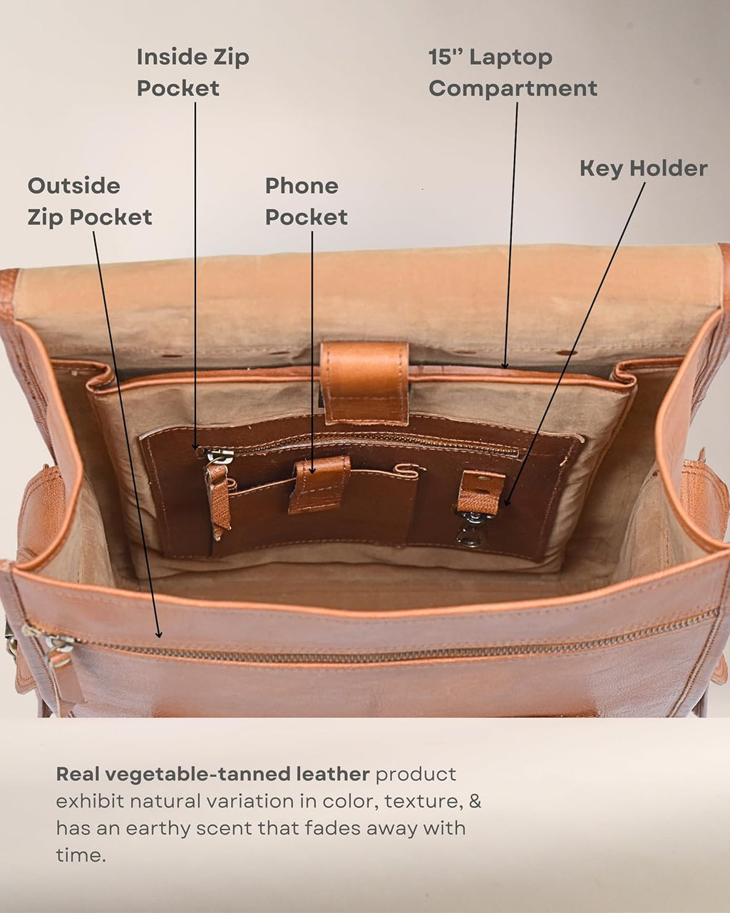 Vintage Leather Backpack Rucksack