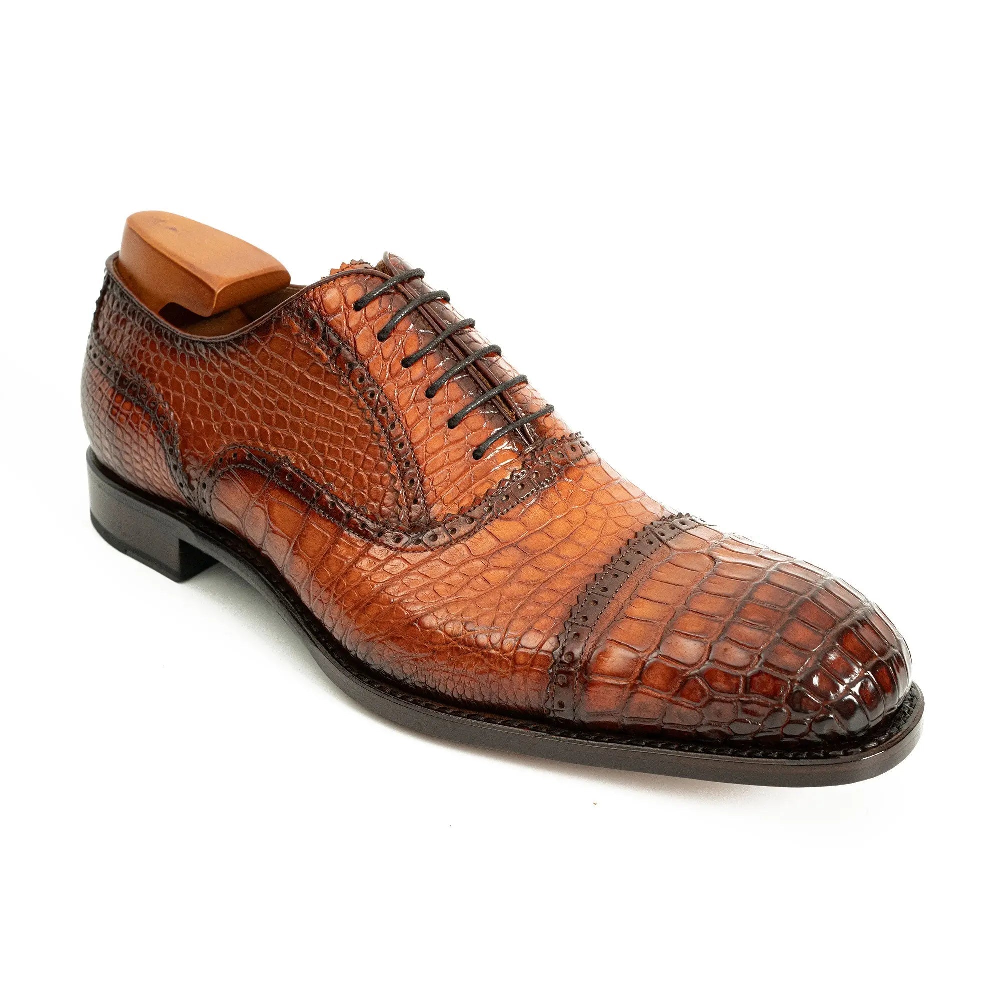 Alligator Skin Oxford Shoes Brown