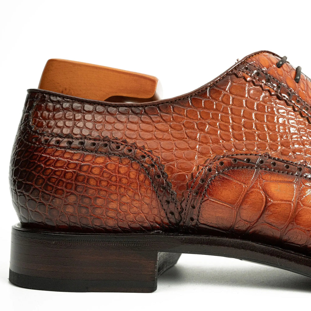 Alligator Skin Oxford Shoes Brown
