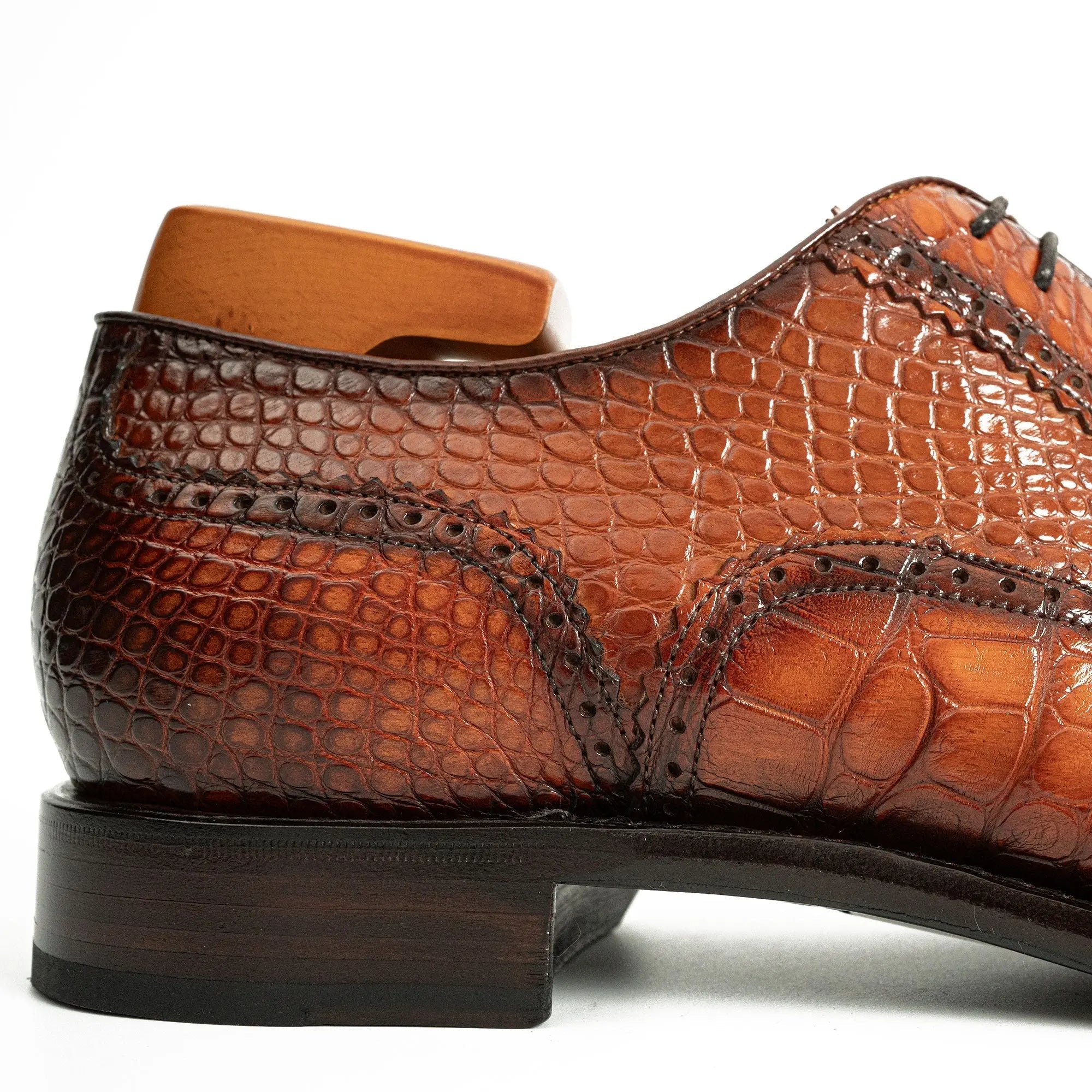 Alligator Skin Oxford Shoes Brown