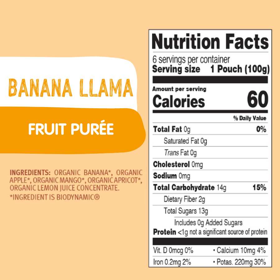 Holle Baby Food Pouches - Organic Fruit Puree - Banana Llama