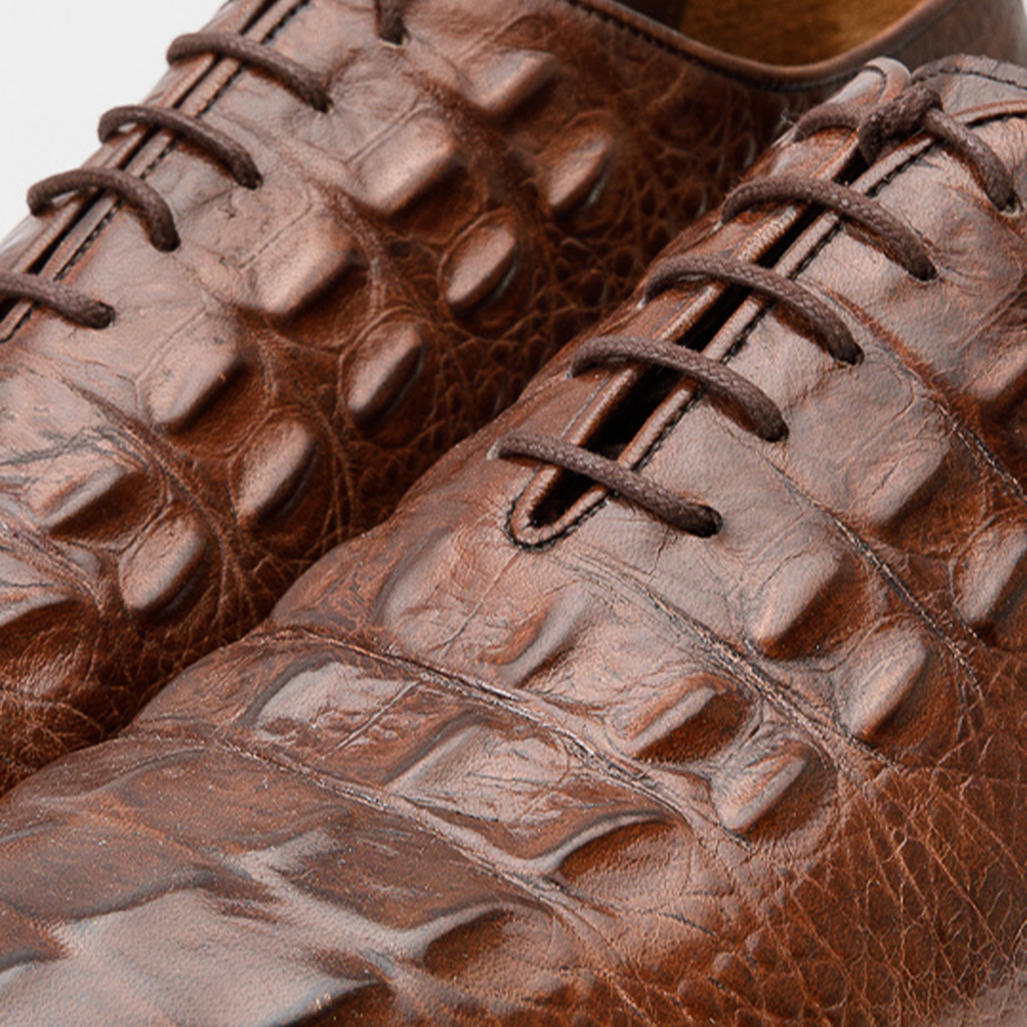 The Randor Brown Crocodile Leather Oxford Men Shoe