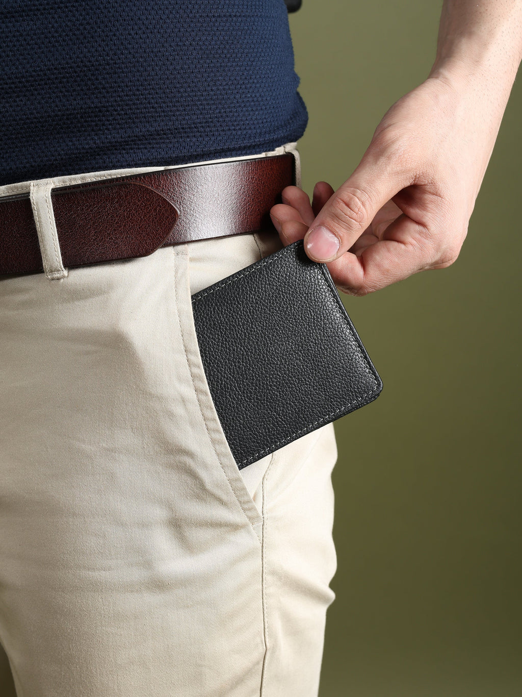 Black Textured Leather Mens Wallet