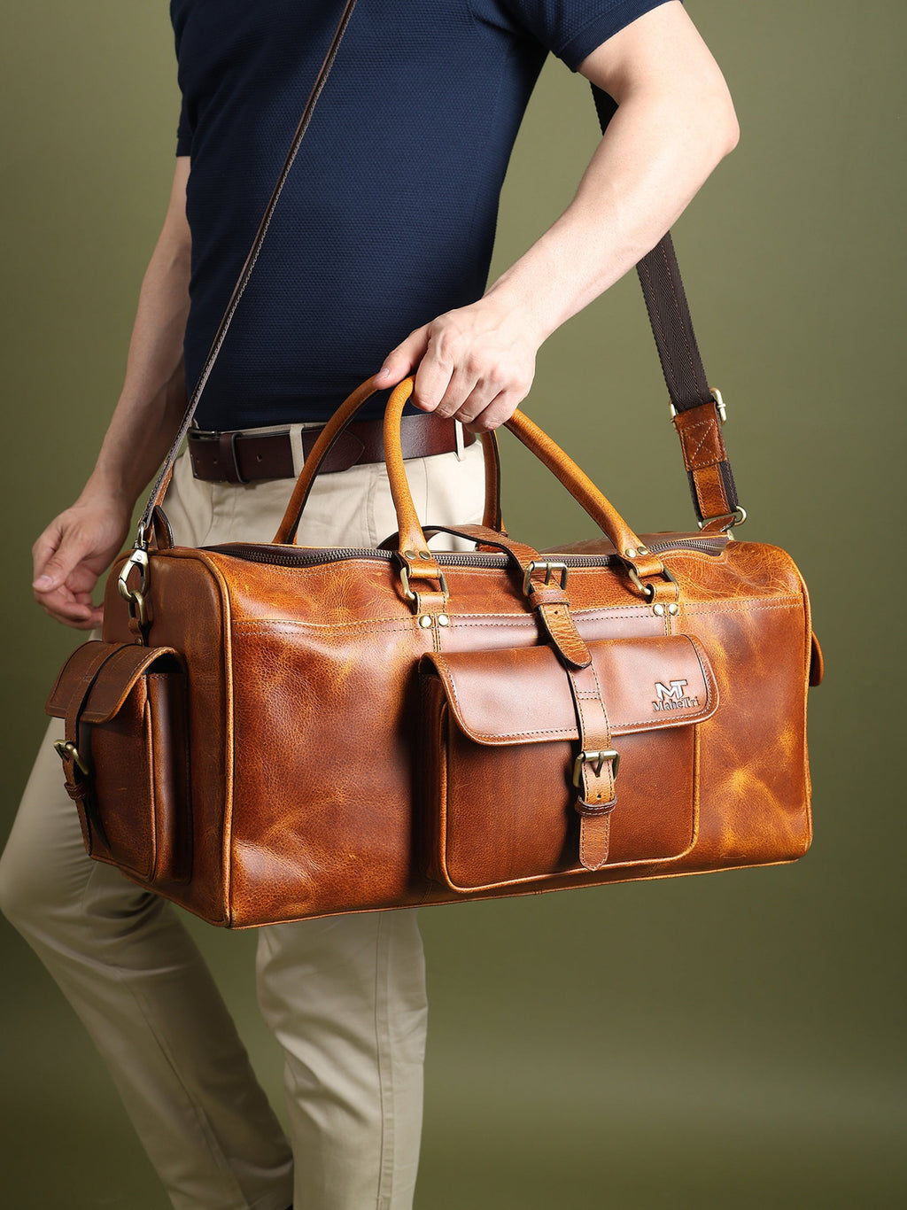 Berlin Leather Weekender Duffle Bag