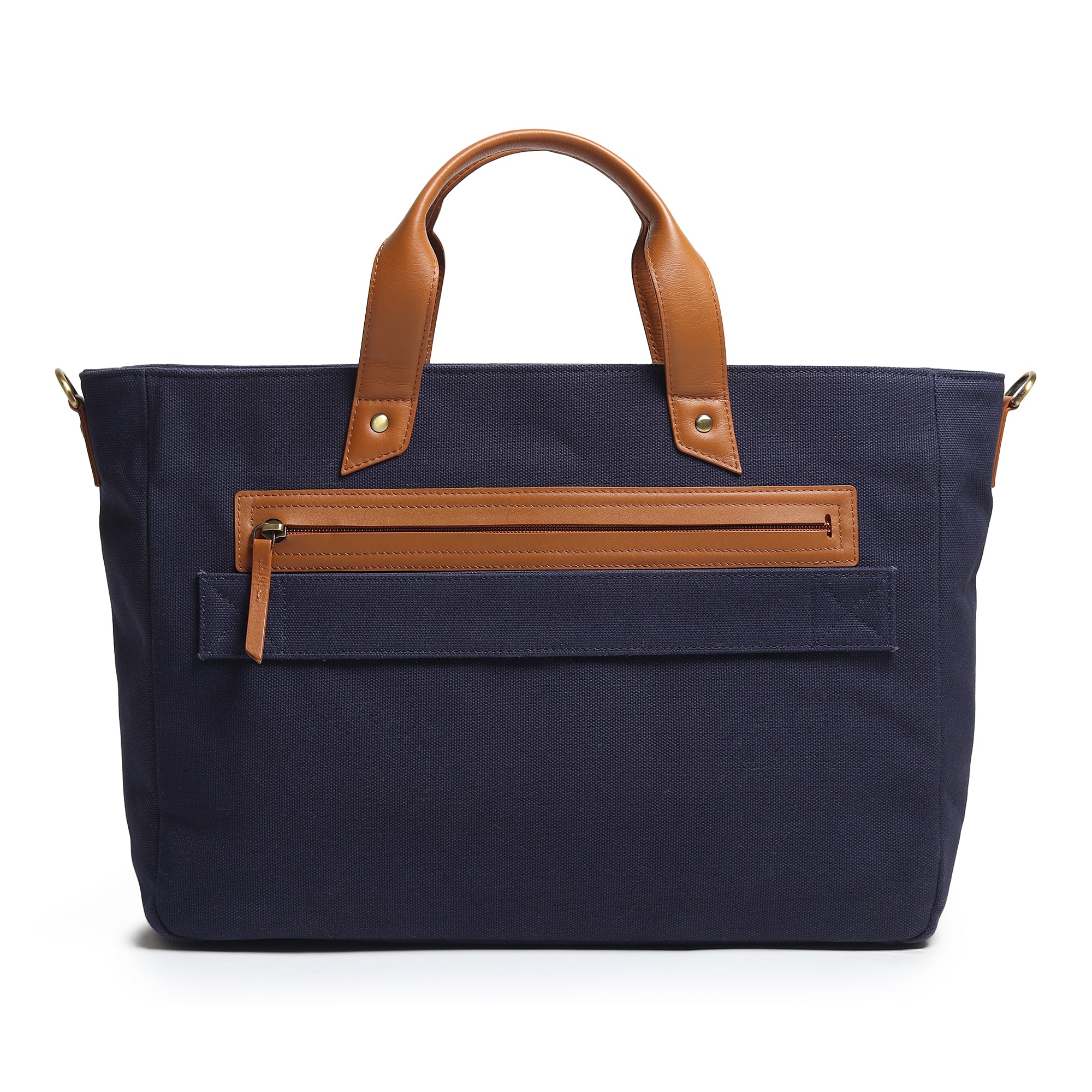 Voyager Canvas Leather Briefcase, Dark Blue