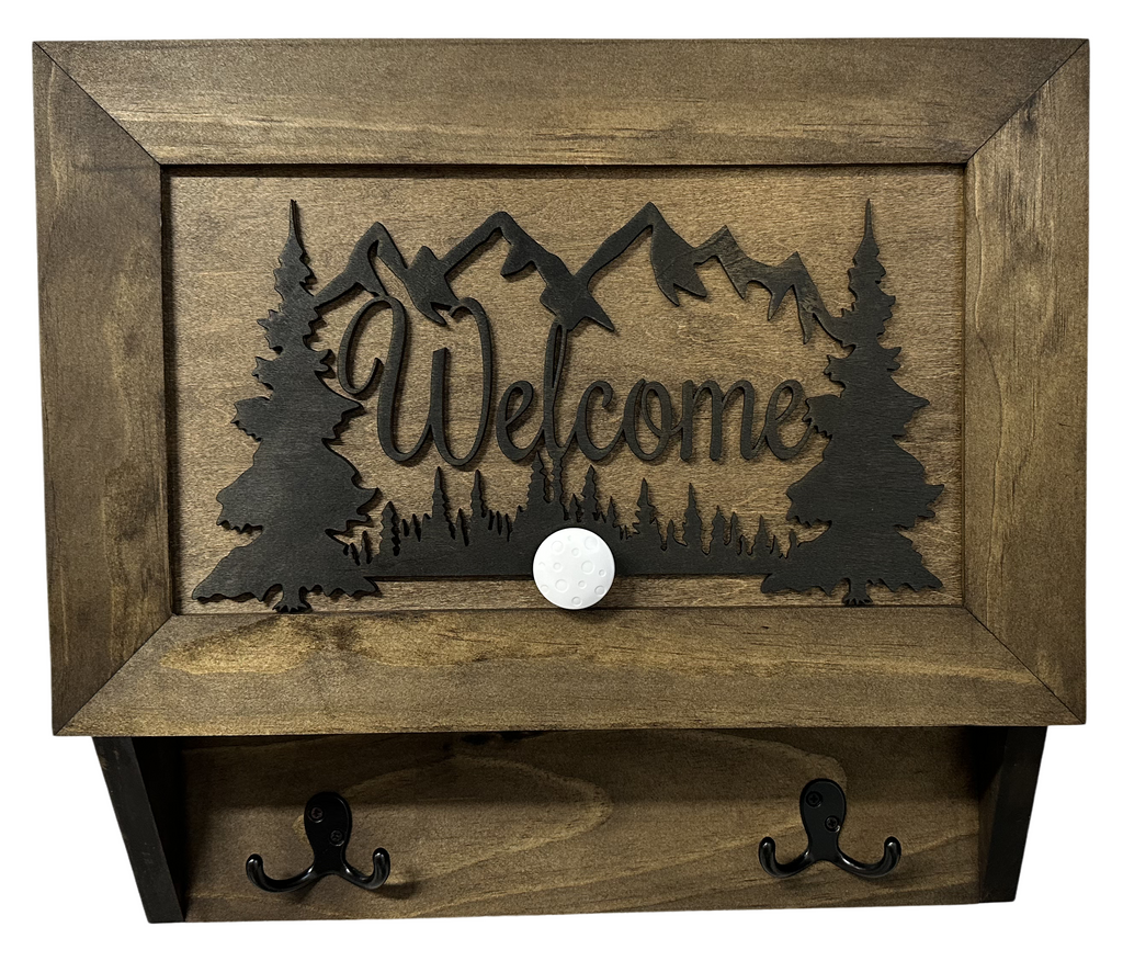 Rustic Mountain Welcome Wall-Mounted Gun Cabinet – Concealed Lockable Storage for Your Home