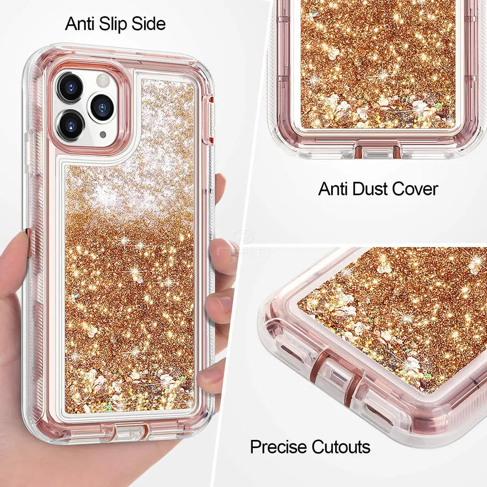 For iPhone 11 case Liquid Glitter Defender Cases