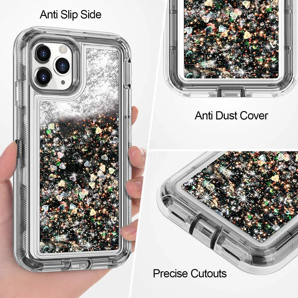 For iPhone 11 case Liquid Glitter Defender Cases