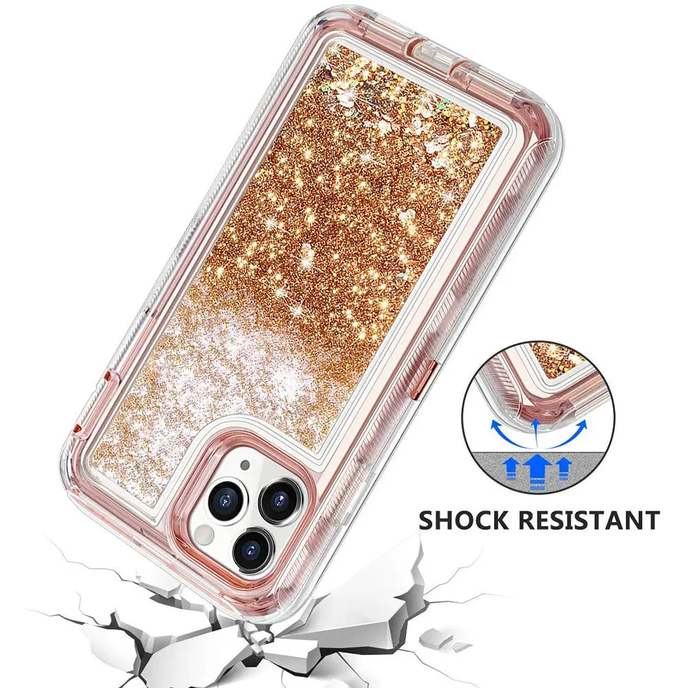For iPhone 11 case Liquid Glitter Defender Cases