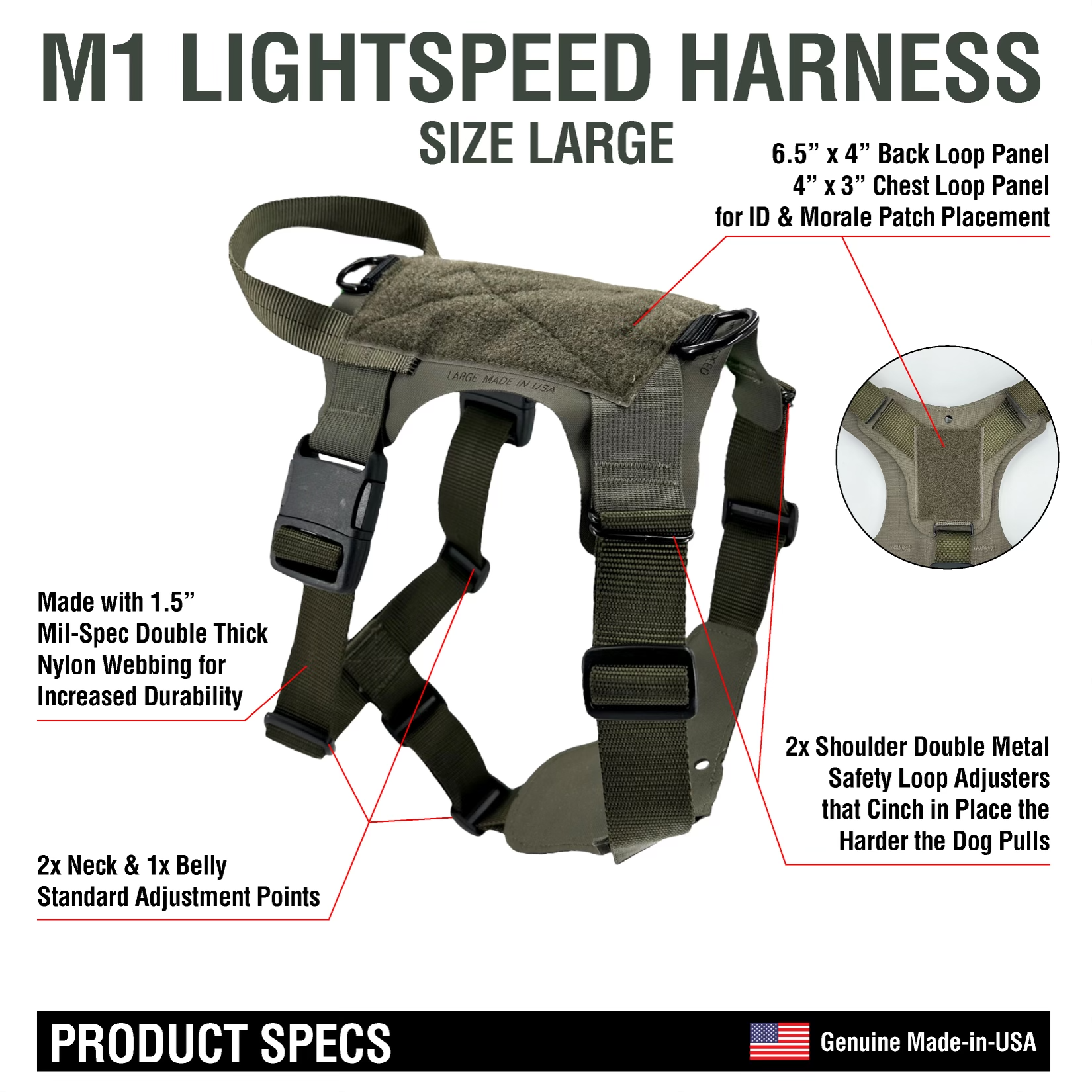 K9R - M1 LightSpeed Harness Large