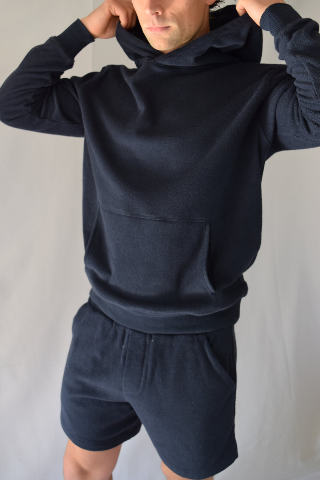 Navy Terry Cloth Unisex Hoodie