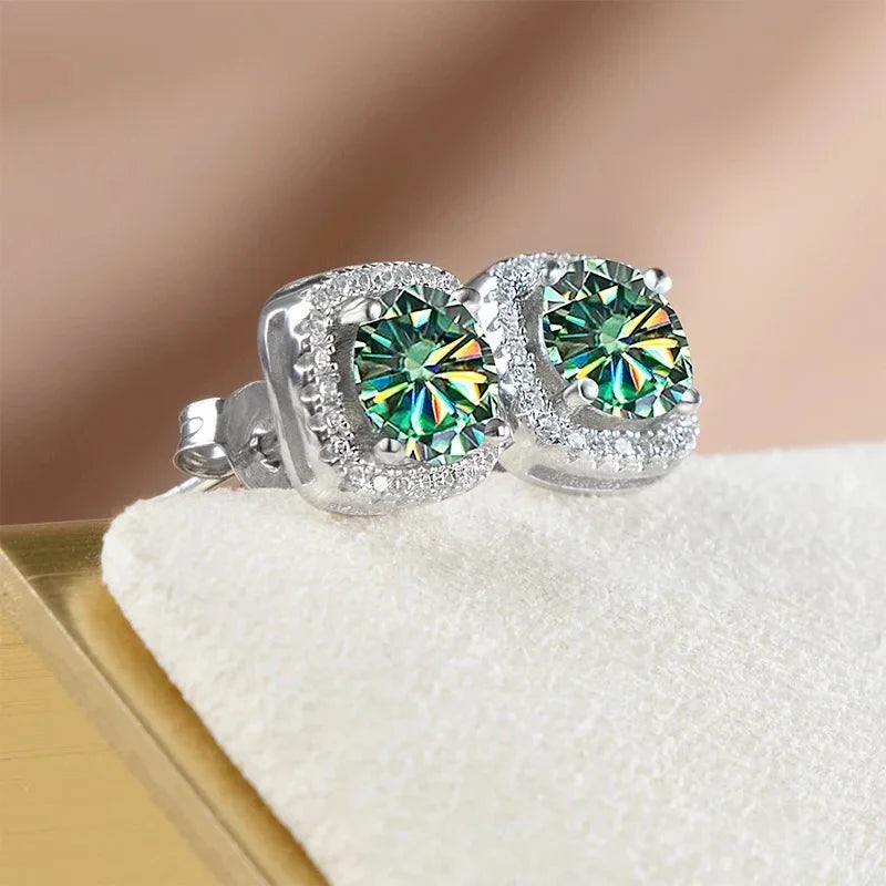 Sterling Silver 3-Piece Moissanite Jewelry Set 1ct Necklace Ring Earrings